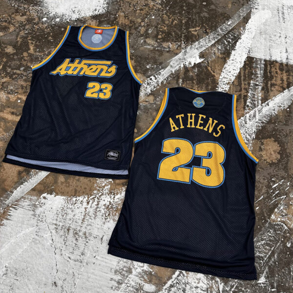 "Athens Calligraphy" Deep Blue Logo Jersey